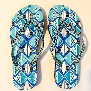 Vera Bradley Flip Flops in Go Fish Blue Womens Size M 7/8